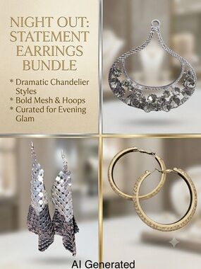 Statement earrings. Night Out Statement Earrings Bundle — Silver & Gold tone